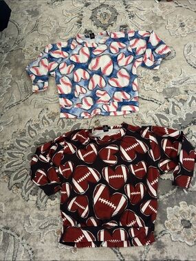 Kids Sports-Print Tee -Football & Blue Baseball